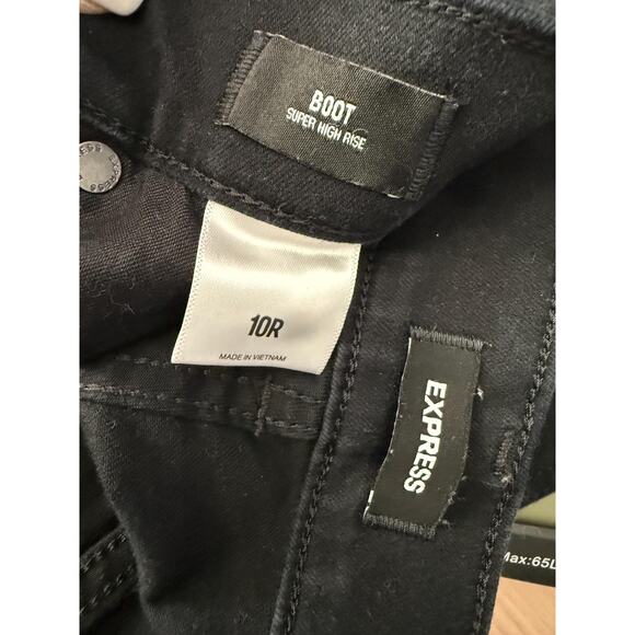 Women's black boot cut jeans size 10 super high rise - Picture 3 of 3